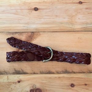 Italian Braided Leather Belt Brass Buckle Size M